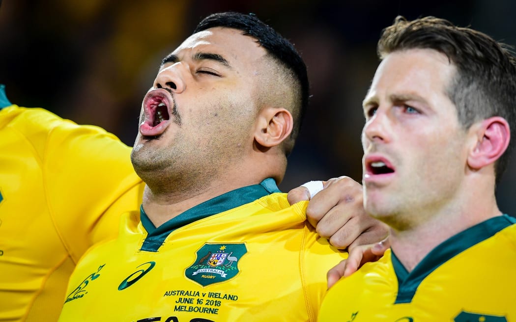 Wallabies prop Taniela Tupou in full voice.