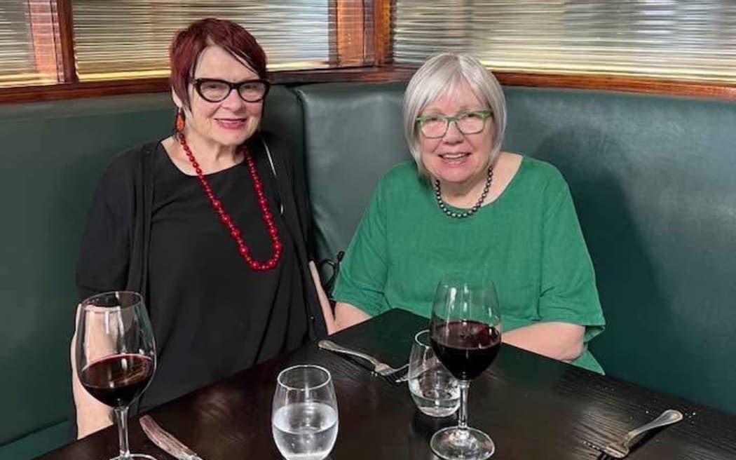 Allison Kirkman with a friend at Logan Brown, where she is a regular.