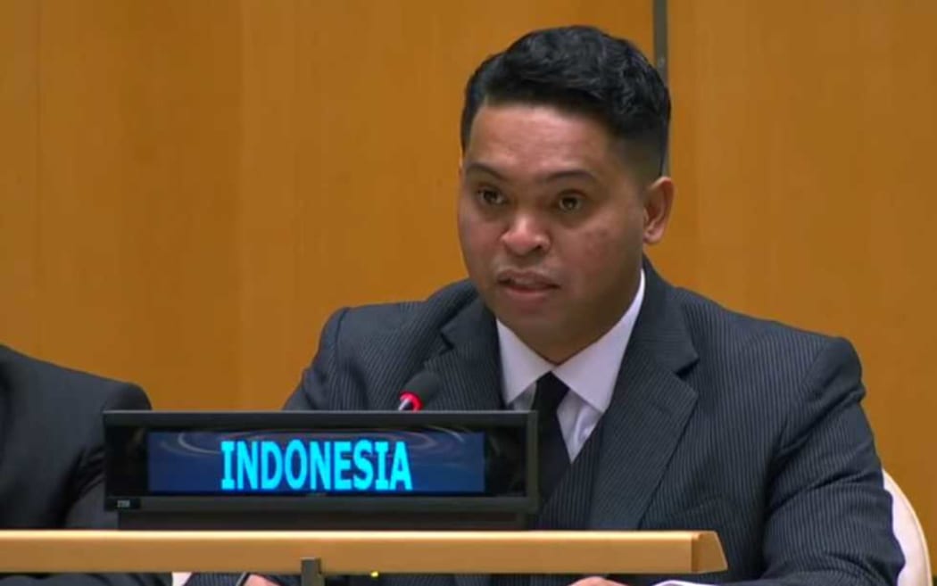 Indonesian official giving his country's right of reply at the United Nations to criticism of its human rights record in Papua.