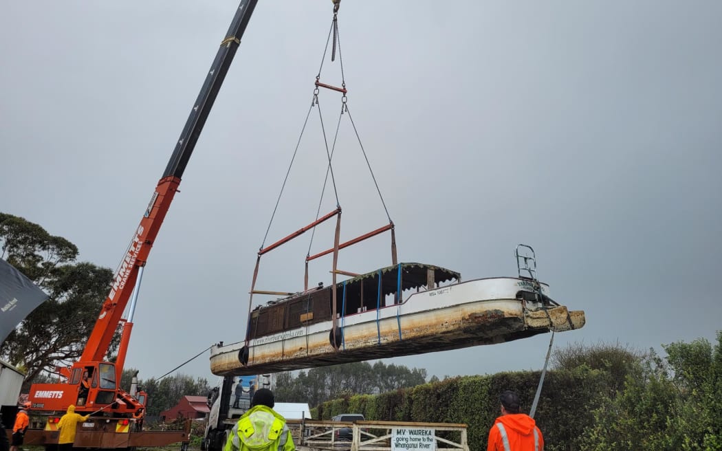 The Waireka is lifted from Lake Ōhakuri. Photo/Supplied