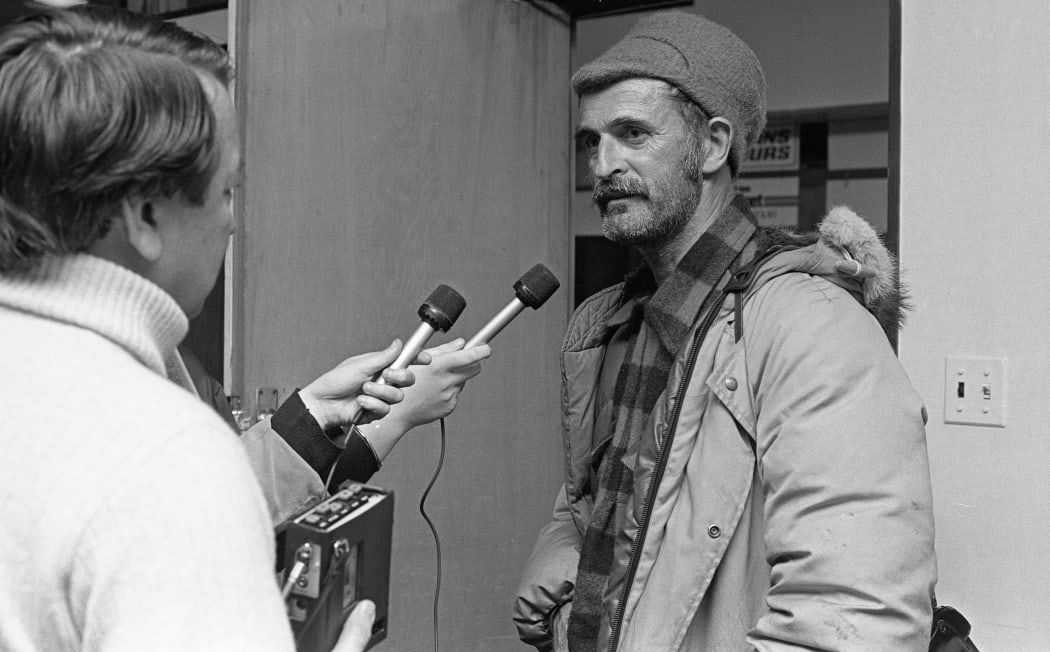 Chief Inspector of Air Accidents Ron Chippendale speaks to journalists after returning from Antarctica in December 1979.
