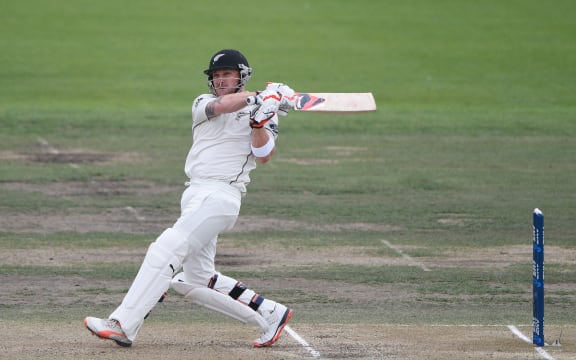 Brendon McCullum batting during his last innings before retirement on Day 3 of the 2nd test match. New Zealand Black Caps v Australia. Hagley Oval in Christchurch, New Zealand. Monday 22 February 2016.
