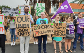Dr Gregory O'Neill joins the picket line outside Wellington Regional Hospital