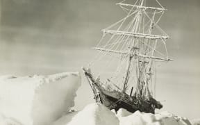 The Endurance grounded in ice