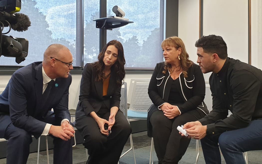 Health Minister David Clark and Prime Minister Jacinda Ardern at the opening of the Suicide Prevention Office
