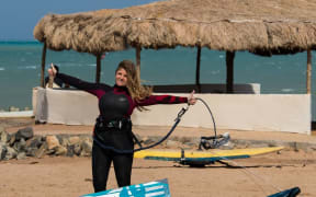 New Zealander Mia Ayoub runs a kitesurfing school with her sister Sophie in El Gouna, Egypt.