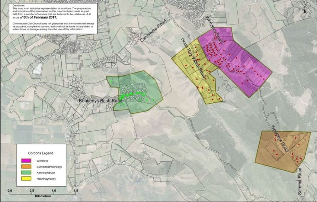 Map of the fire cordons on 18.2.17