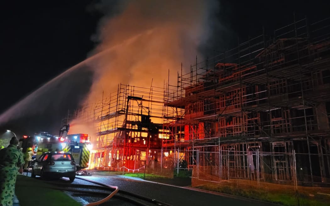 Fire at Kainga Ora housing project in Huntington Park in Auckland