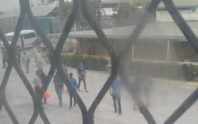 Manus Island detainees arrive at the Port Moresby motel.