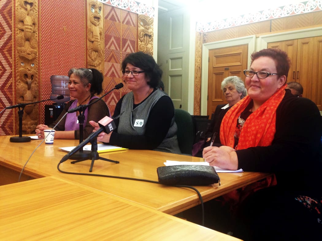 From left, Titihuia Pakeho, Kerri Nuku and Leanna Mason from Te Rūnanga o Aotearoa / the Nurses Organisation.