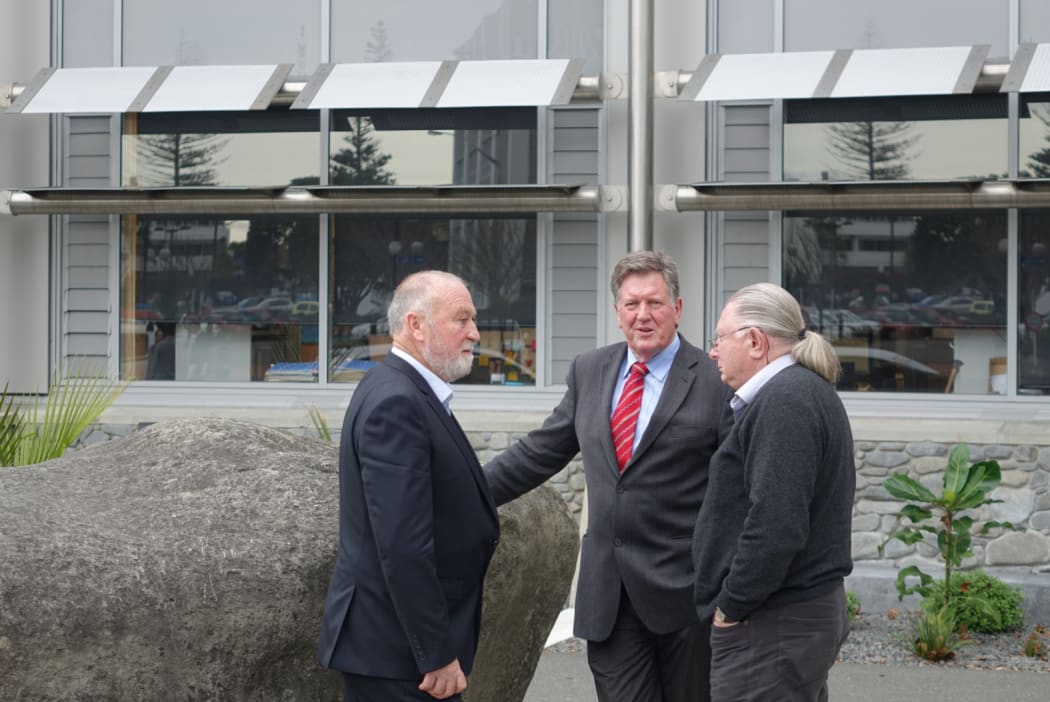 DAM CRITICS: Councillors (L-R) Rex Graham, Rick Barker and Tom Belford have been leading critics of the Ruataniwha Dam process.