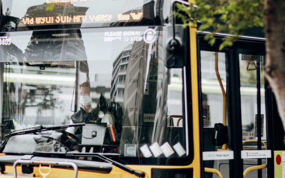 A bus driver during level 2 in Wellington on15 February 2021