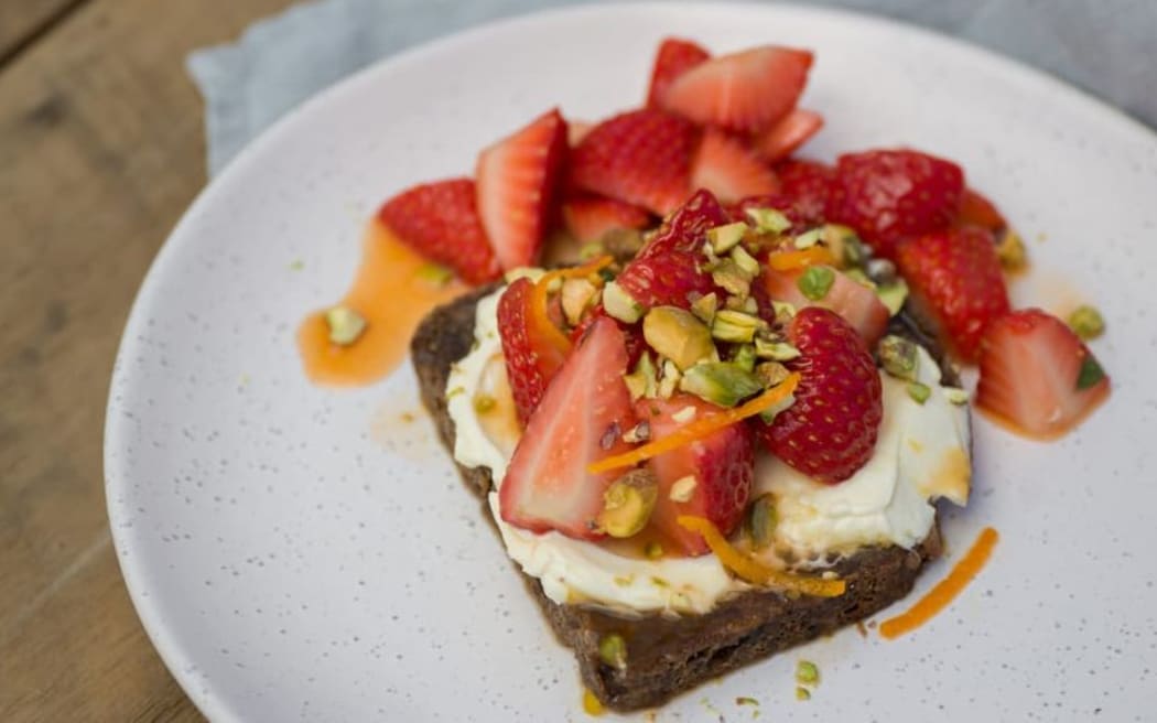 Strawberry, Pistachio & Creamy Feta Toasts