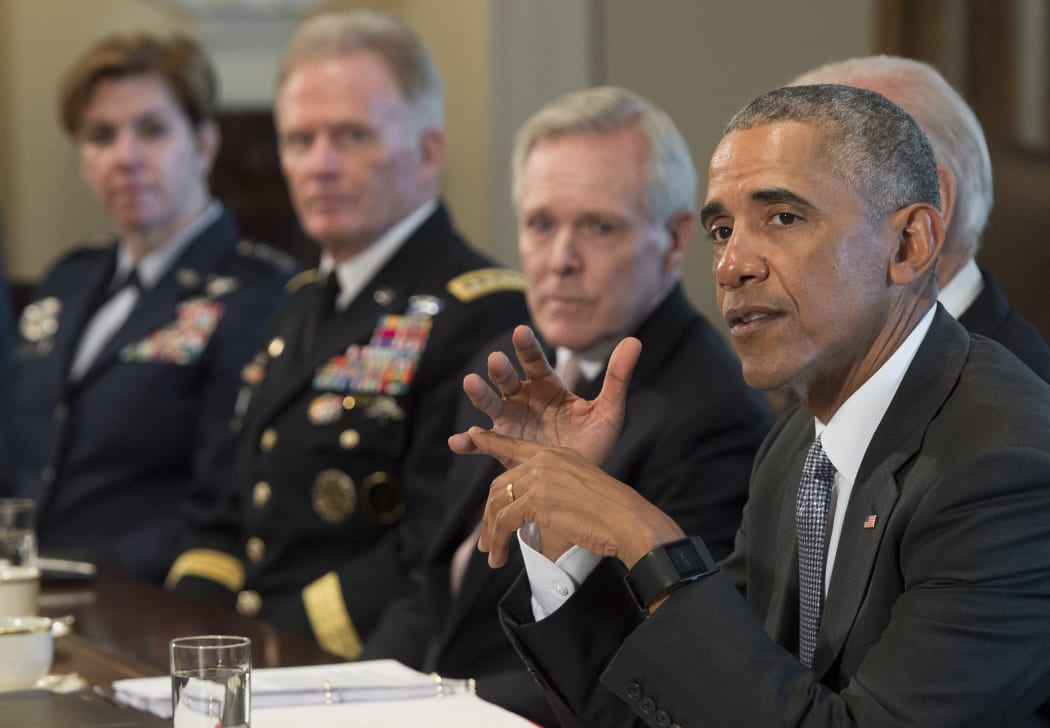 US President Barack Obama meets with Military Combatant Commanders and Joint Chiefs of Staff at the White House.