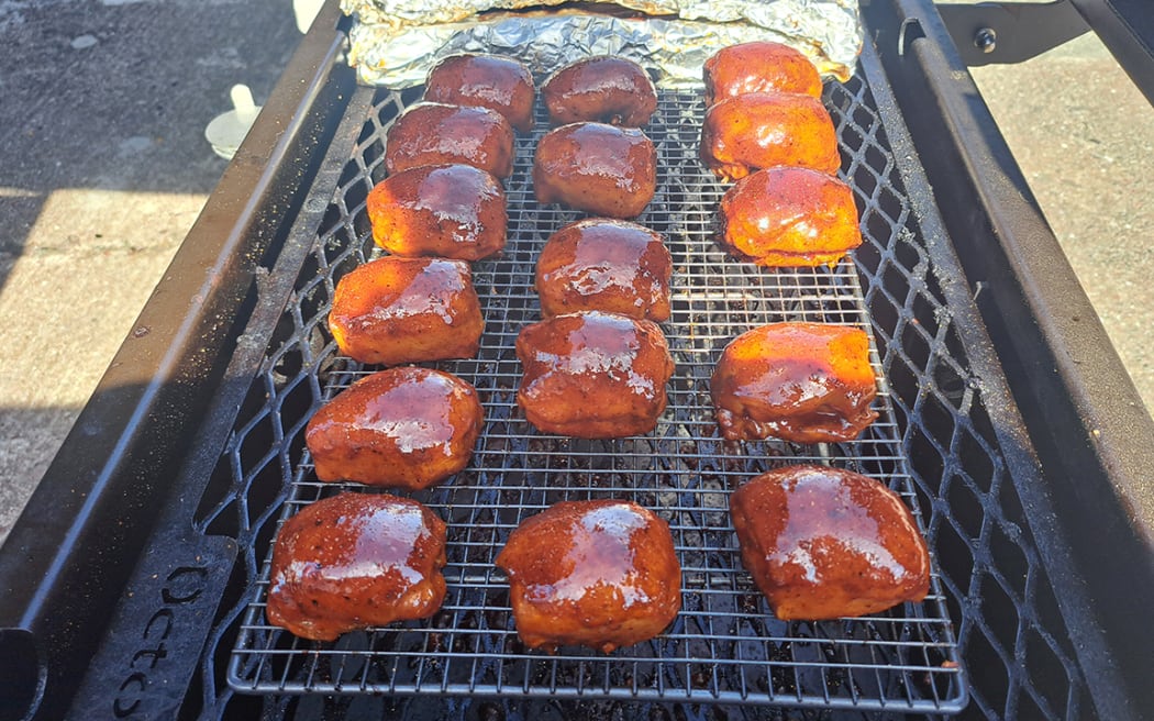 Smoked and glazed chicken thighs.