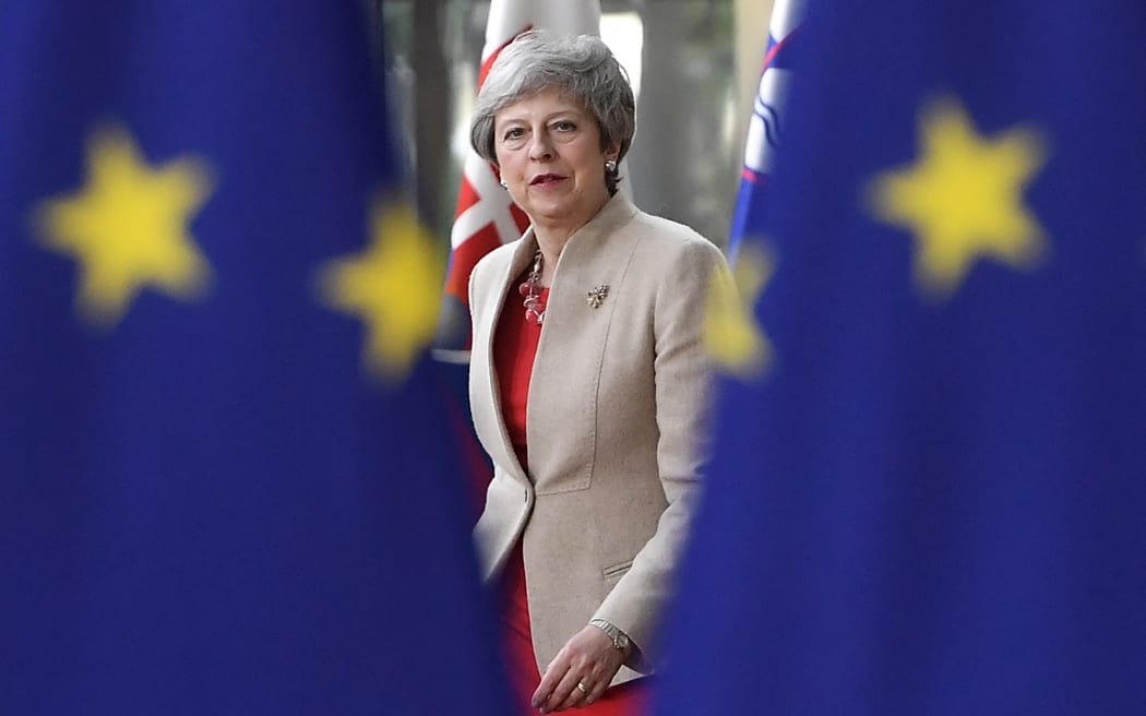 Britain's Prime Minister Theresa May arrives for a European Union (EU) summit at EU Headquarters in Brussels on 28 May, 2019.
