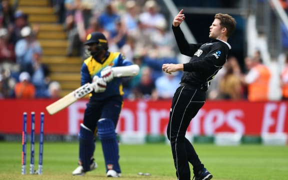 Lockie Ferguson celebrates the wicket of Lasith Malinga.