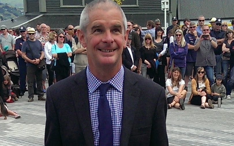 Andrew Turner was one of those to cut the ribbon and officially open the square.