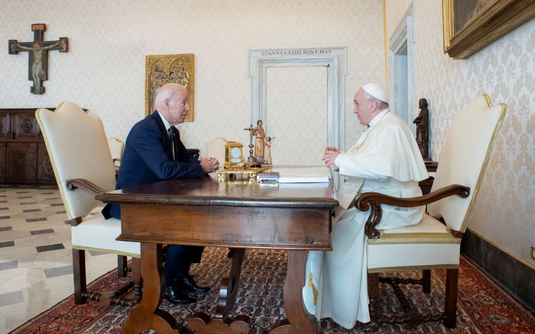 U.S President Joe Biden meets with Pope Francis at the Vatican on Oct 29, 2021 at the sideline of the G20 Summit in Rome.