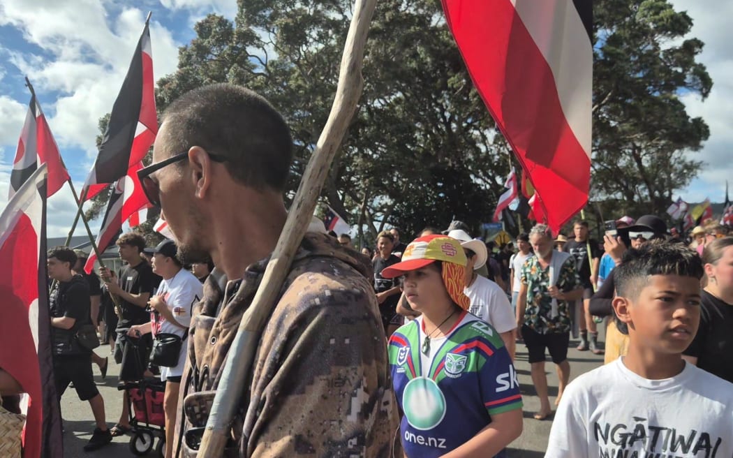 Hīkoi at Waitangi, on 6 February, 2026.