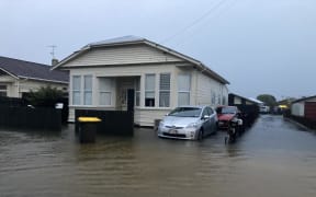 Flooding on Bayview Road, Saint Clair in Dunedin on 4 October.