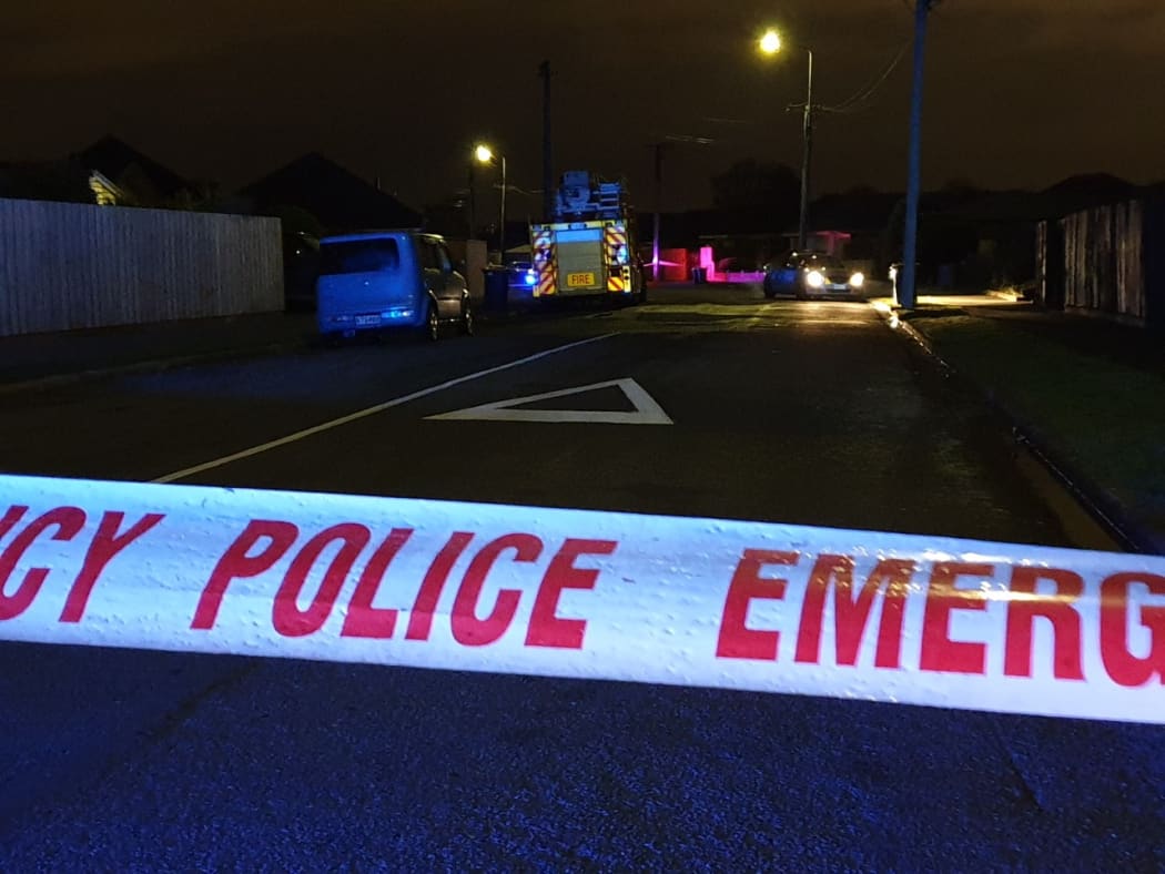 The scene of a fatal house fire in Vivian Street, Burwood, Christchurch. Two people died and several others escaped the blaze.