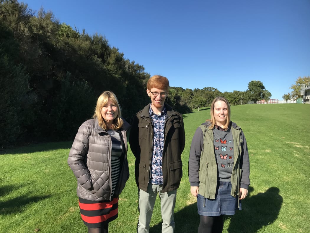 Dianne Brunton, Wesley Webb and Michelle Roper on campus at Massey University Albany