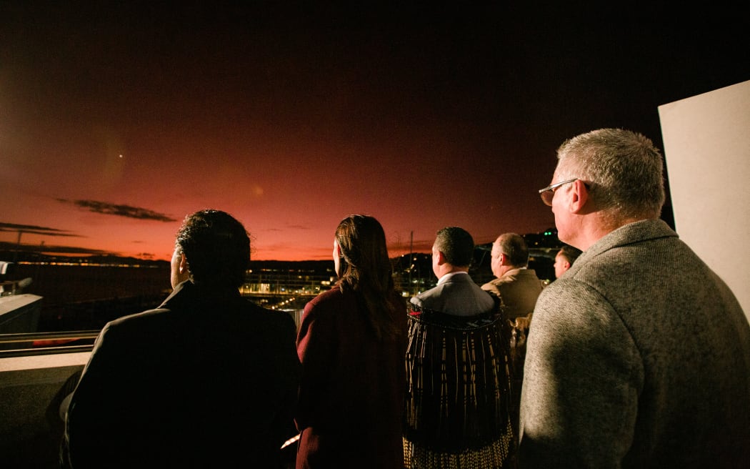 Prime Minister Jacinda Ardern and Rangi Matamua look to the stars.