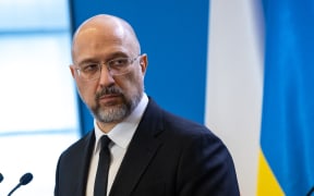 Ukrainian Prime Minister Denys Shmyhal is making a statement to the press after their meeting at the Polish-Ukrainian intergovernmental consultations in Warsaw, Poland, on March 28, 2024.