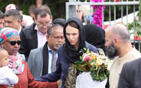 Prime Minister Jacinda Ardern at the Kilbirnie Mosque.