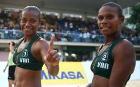 Vanuatu beach volleyball players Miller Pata and Linline Mansale