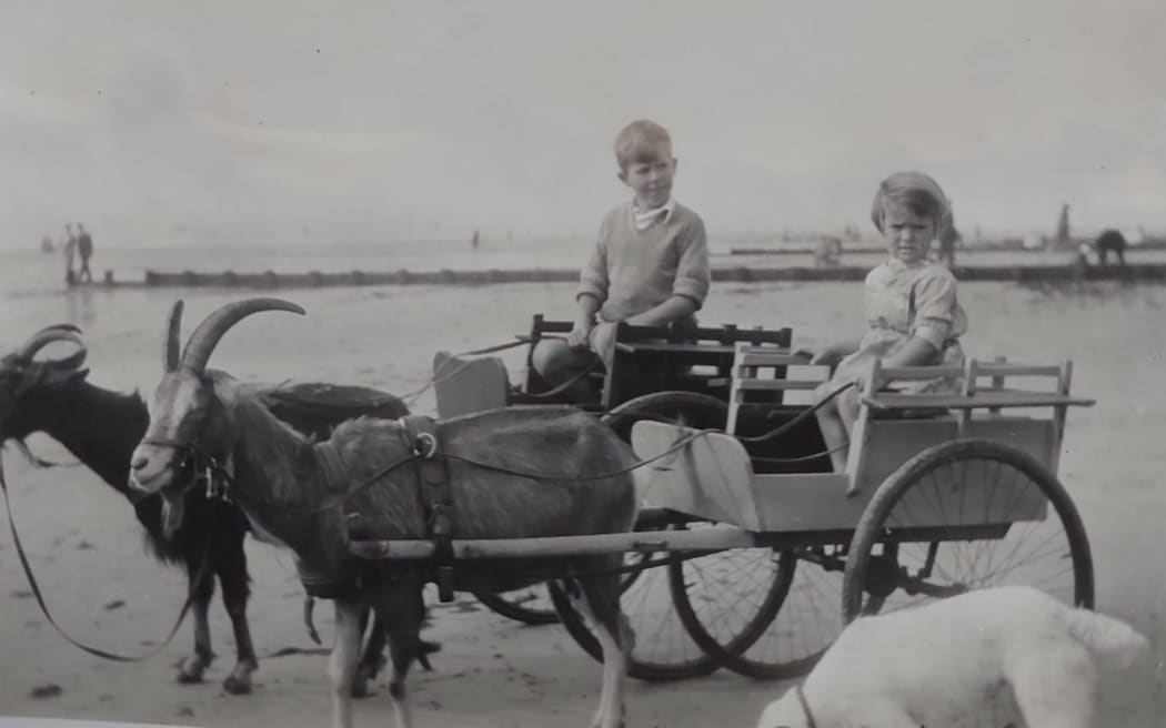 Marjorie's children John and Biddy and their beloved dog.