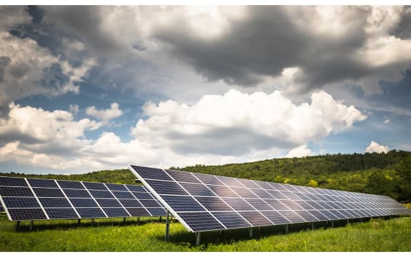 stock image of a solar farm