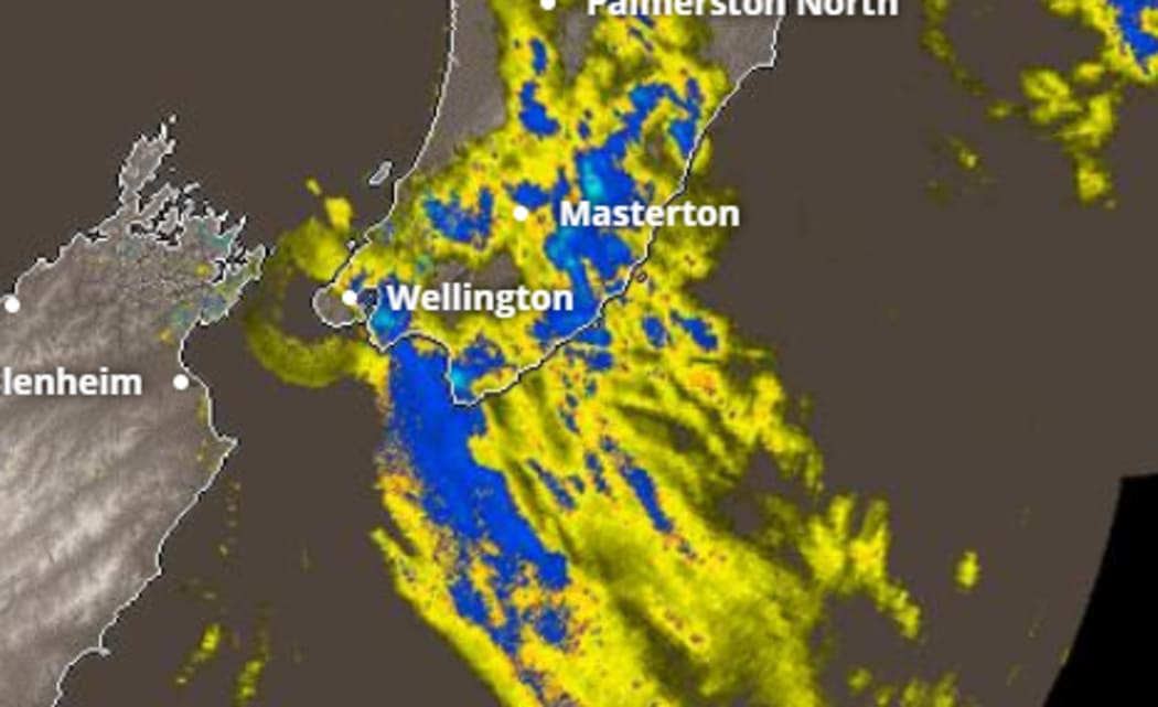 Heavy rain in Wellington.