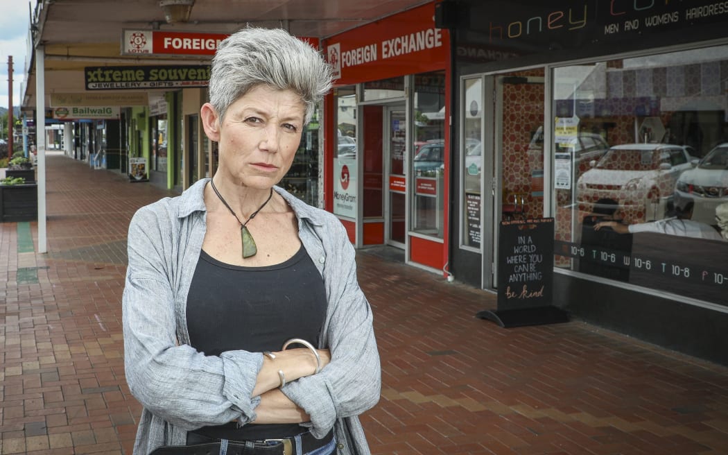 Honeycomb Hair and Beauty owner Sarah Pearson is annoyed there's no City Safe Guardians patrolling anymore.    27 October 2020  The Daily Post Photograph by Andrew Warner.
RGP 29Oct20 -