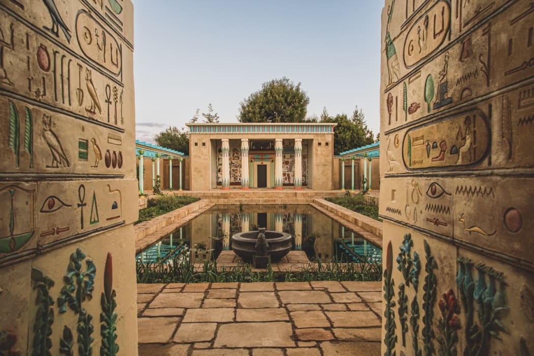The ancient Egyptian Temple Garden one of 18 themed gardens telling the history of gardening and civilisations over the ages at the Hamilton Gardens.