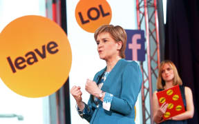 Scottish first minister Nicola Sturgeon takes part in an EU referendum debate in London.