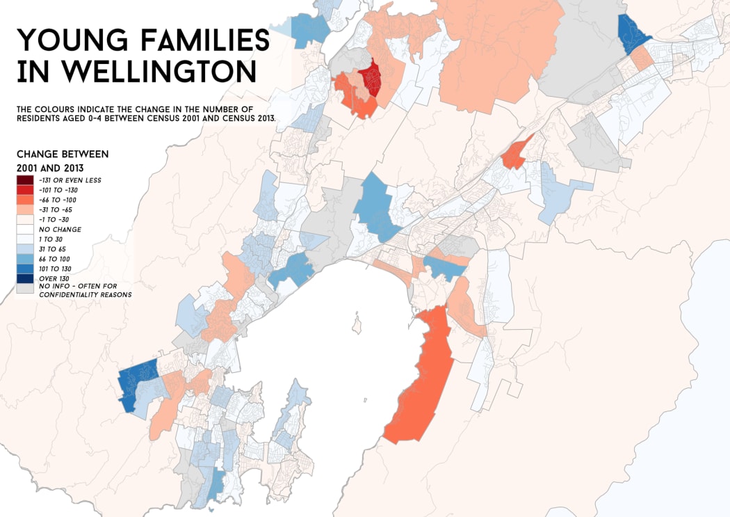 A map showing where young families are in Wgtn