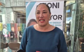 Kerrin Leoni at her fiscal plan announcement.