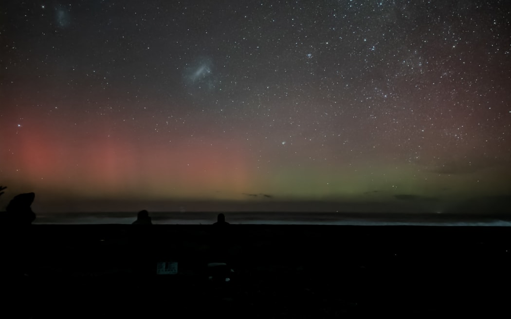 Aurora seen from the Wainuiomata coast, on Sunday 1 June, 2025.