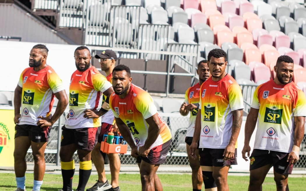 PNG Hunters players preparing for the weekend's clash against the Western Clydesdales in the Hostplus Cup round 13 campaign in Toowoomba Sports ground.