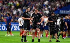 Locks Sam Whitelock and Scott Barrett following the All Blacks opening Rugby World Cup group loss to France in Paris.