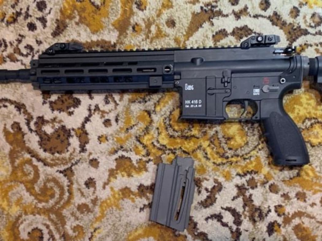 The seized Heckler & Koch .22 rifle.