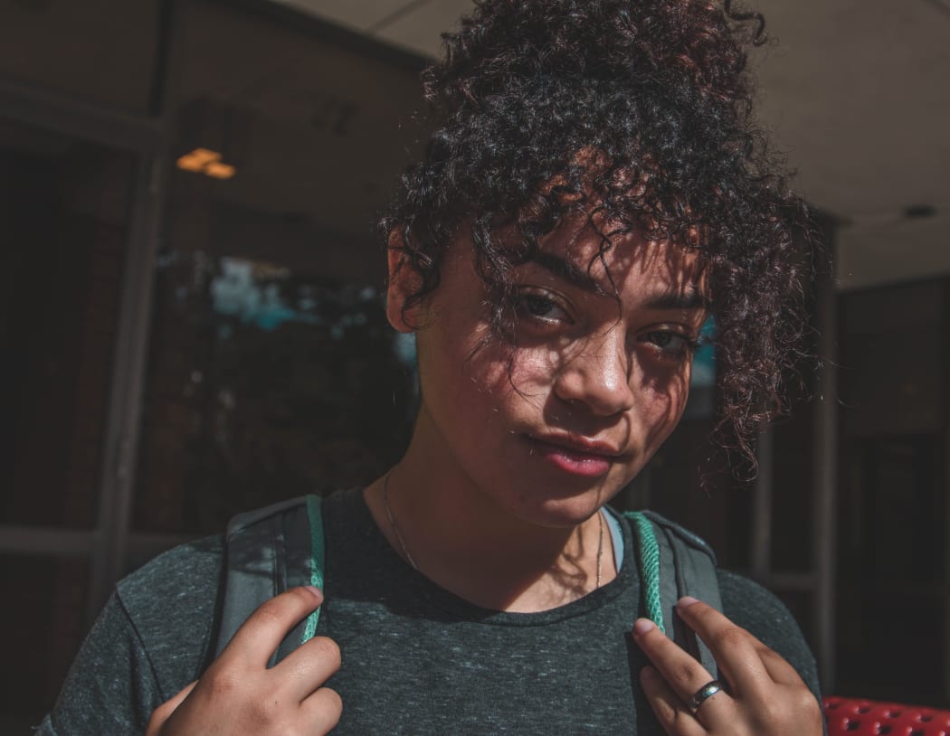 teenage girl with backpack