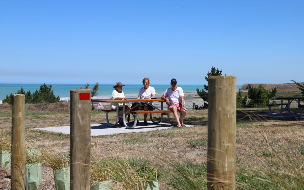 Bollards blocking vehicle access to the picnic area with views of the Ashburton River mouth and Pacific Ocean. PHOTO JONATHAN LEASK/LDR