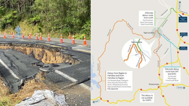 SH23 remains closed between Hamilton and Raglan | RNZ