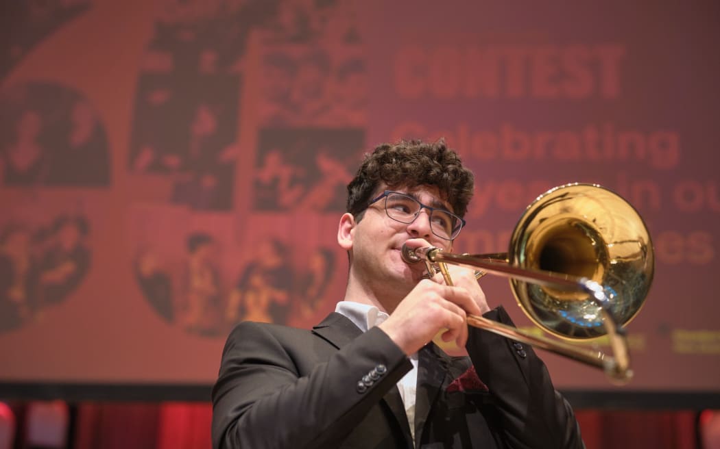 Paul Kassir on the trombone for Los Piazzolanos, National KBB Music Award