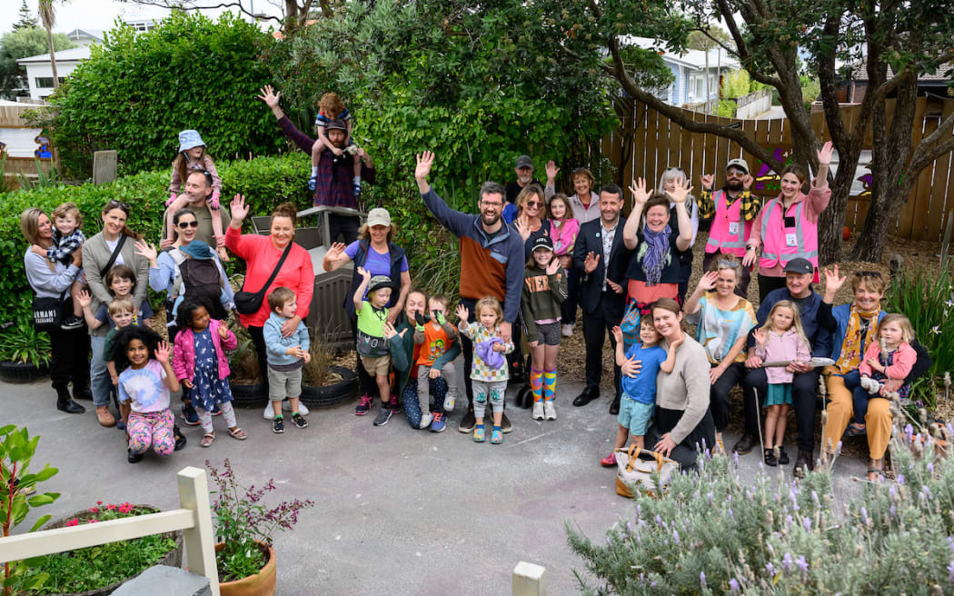 LOWER HUTT, NEW ZEALAND - April 19: Community Planting event at East Harbour Kindergarten, Eastbourne. April 19, 2024 in Lower Hutt, New Zealand. (Photo by Mark Tantrum/ http://marktantrum.com)