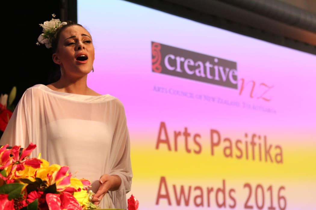 Madison Nonoa sings at the Creative NZ Arts Pasifika awards in Wellington