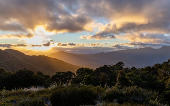 Sunset from John Reid Hut, Kahurangi, NZ